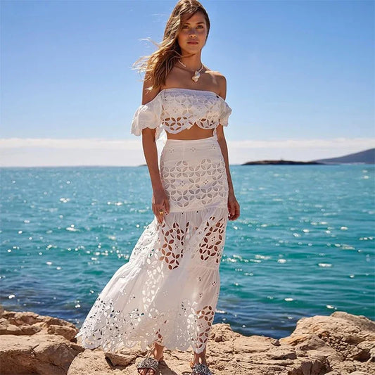 Costume da bagno per donna in lino, bikini con scollo bandeau senza spalline, anche con gonna dritta casual
