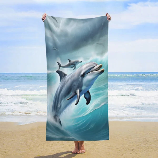 Telo Mare Microfibra con Stampa Delfini – Asciugamano Spiaggia 100% Poliestere, 4 Misure | 11 Fantasie