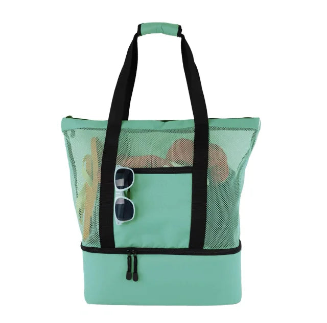 Borsa da Spiaggia in Rete Trasparente con Scomparto Termico – Capiente, Doppio Strato, 40×50 cm, 4 Colori
