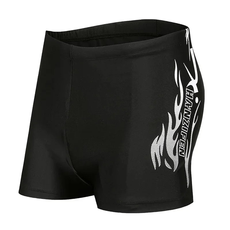 Boxer da Nuoto Uomo con Stampa Fire ad Asciugatura Rapida nelle Taglie Forti L–4XL