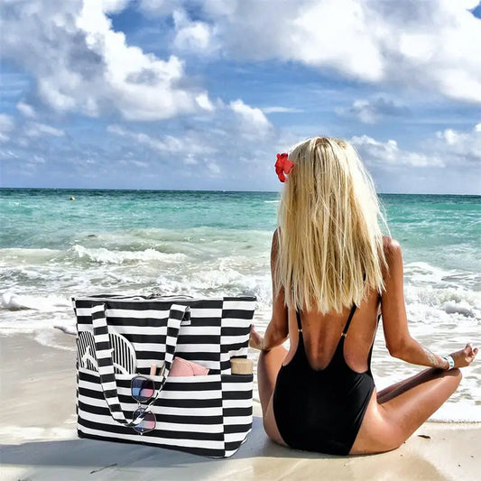 Borsa da Spiaggia Impermeabile con Cerniera – Grande Capacità, 50×40 cm 4 Fantasie