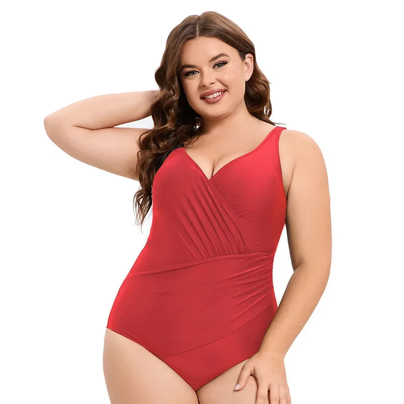 Costume Intero Donna Plus Size Tinta Unita con Schiena Scoperta – Modellante e Contenitivo XL–5XL