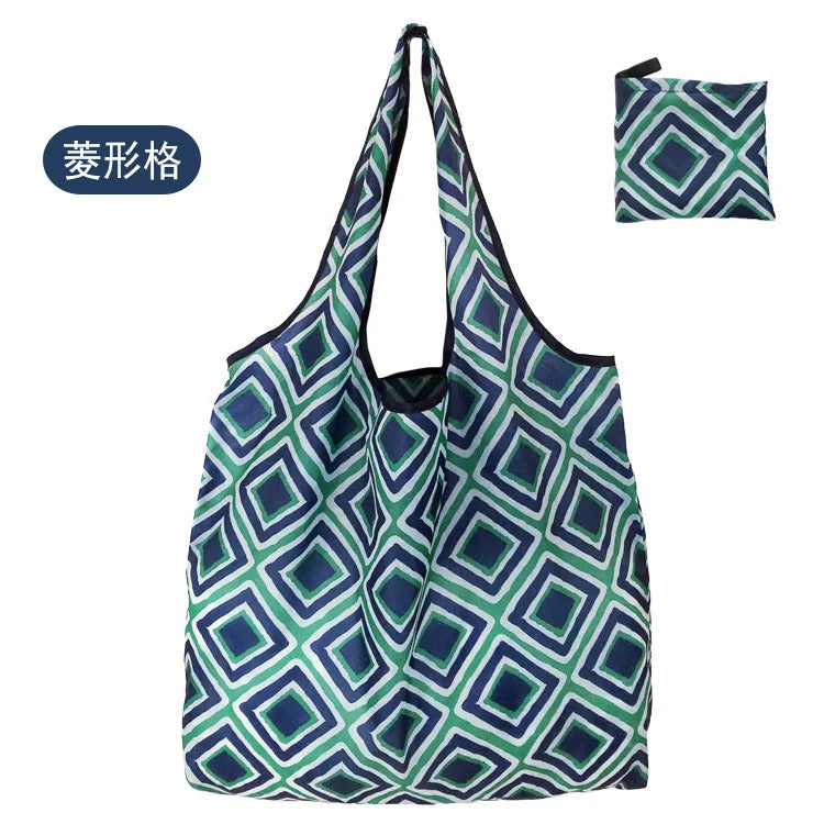 Borsa Shopper Pieghevole Ecologica Riutilizzabile – Poliestere, Multiuso, 32 Fantasie – 46×60×8 cm