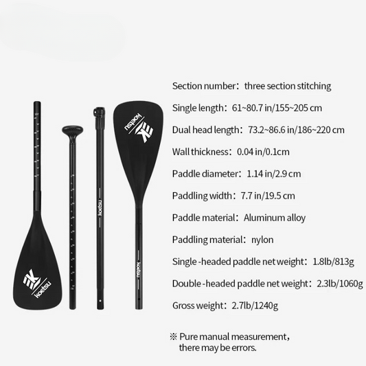 Pagaia Regolabile in Alluminio KOETSU – SUP e Kayak, Testa Singola e Doppia