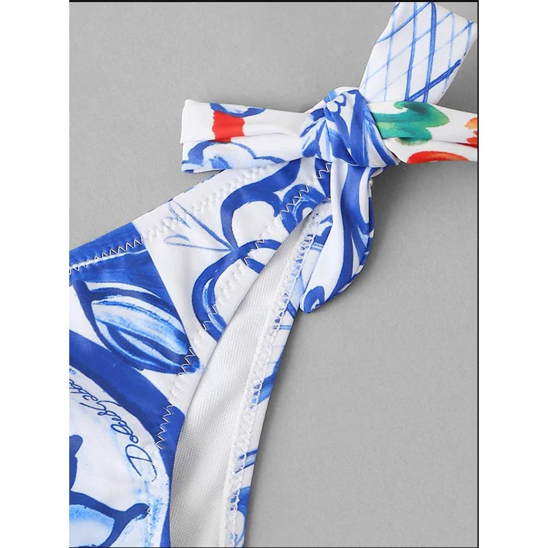 Bikini Donna Due Pezzi Push Up Stampa Girasole Stile Boho