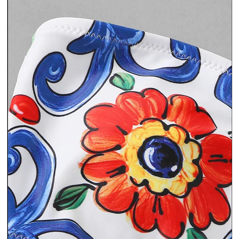 Bikini Donna Due Pezzi Push Up Stampa Girasole Stile Boho