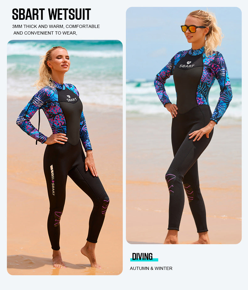 Muta Donna Sbart 3mm Neoprene Manica Lunga Monopezzo per Immersioni Snorkeling Surf