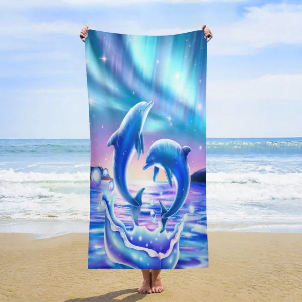 Telo Mare Microfibra con Stampa Delfini – Asciugamano Spiaggia 100% Poliestere, 4 Misure | 11 Fantasie