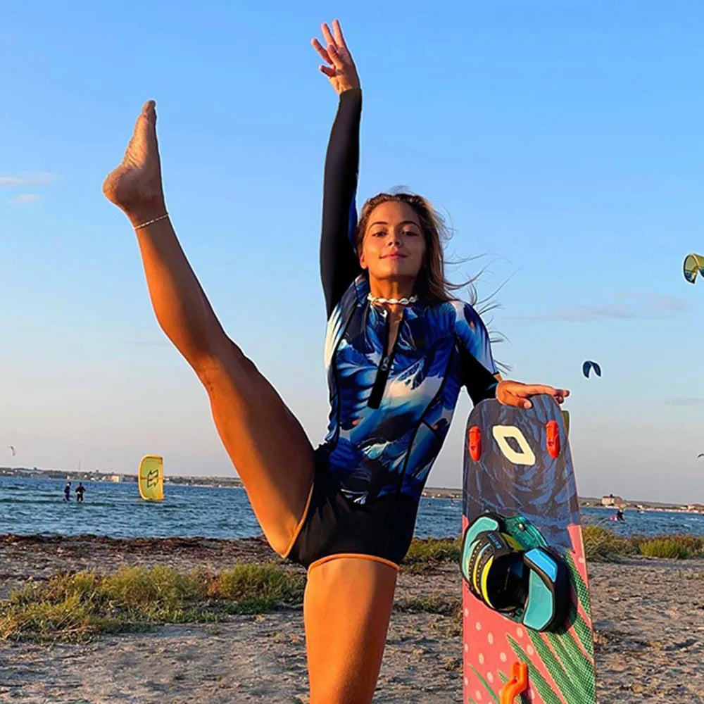 Costume Intero a Maniche Lunghe da Donna Rashguard Surf