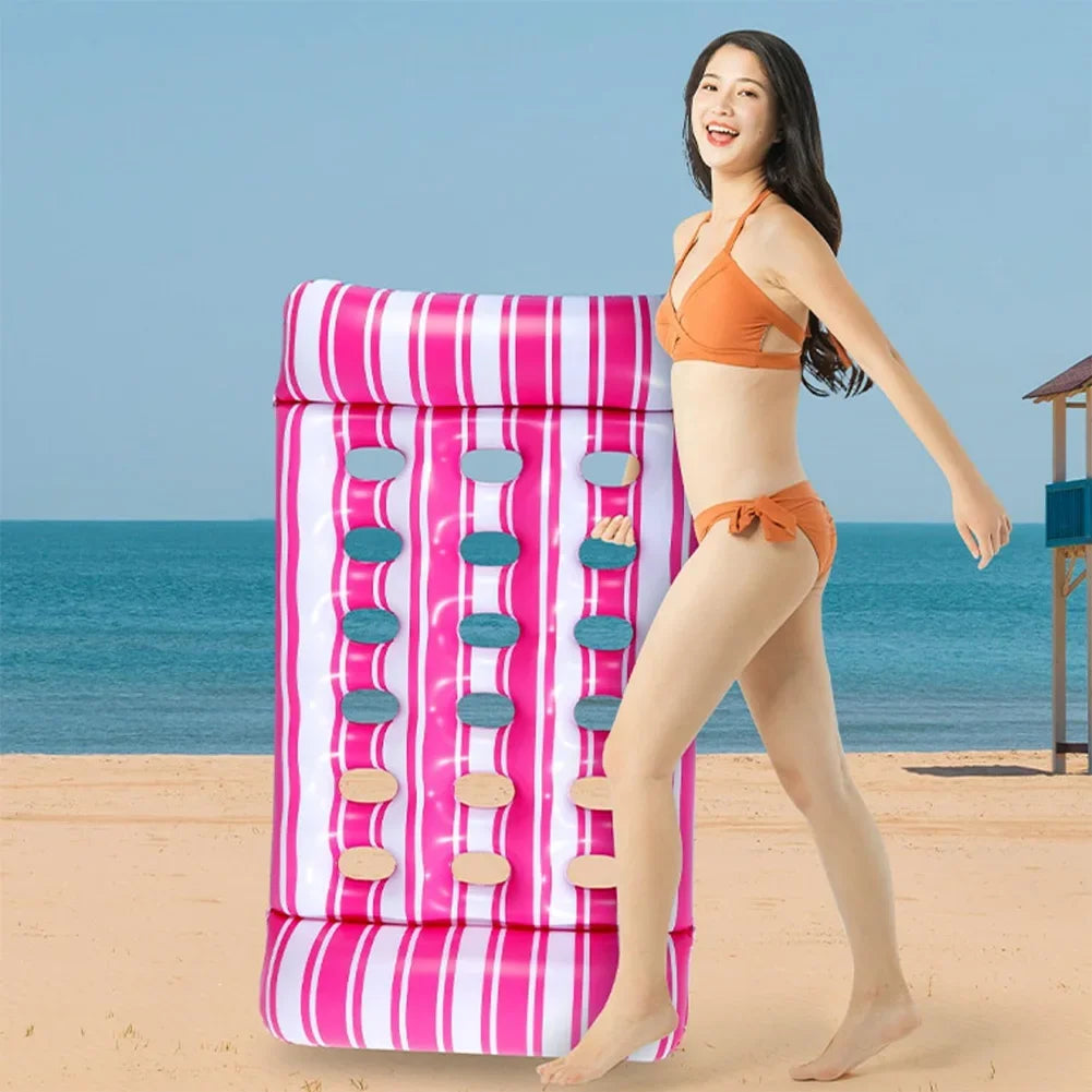Lettino Galleggiante Gonfiabile con Cuscini – Amaca da Piscina in PVC, 4 Colori