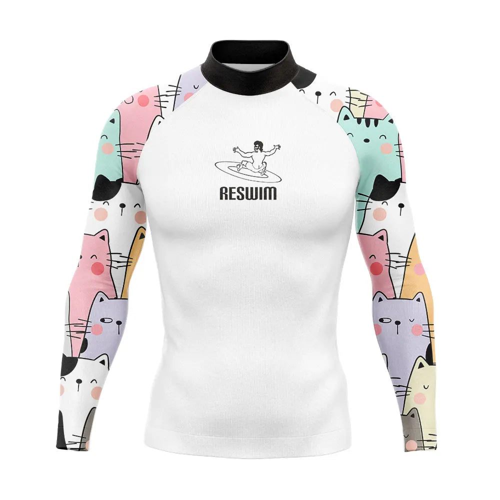 Rashguard Uomo Multicolore a Maniche Lunghe Protezione UV per Surf, Snorkeling e Nuoto