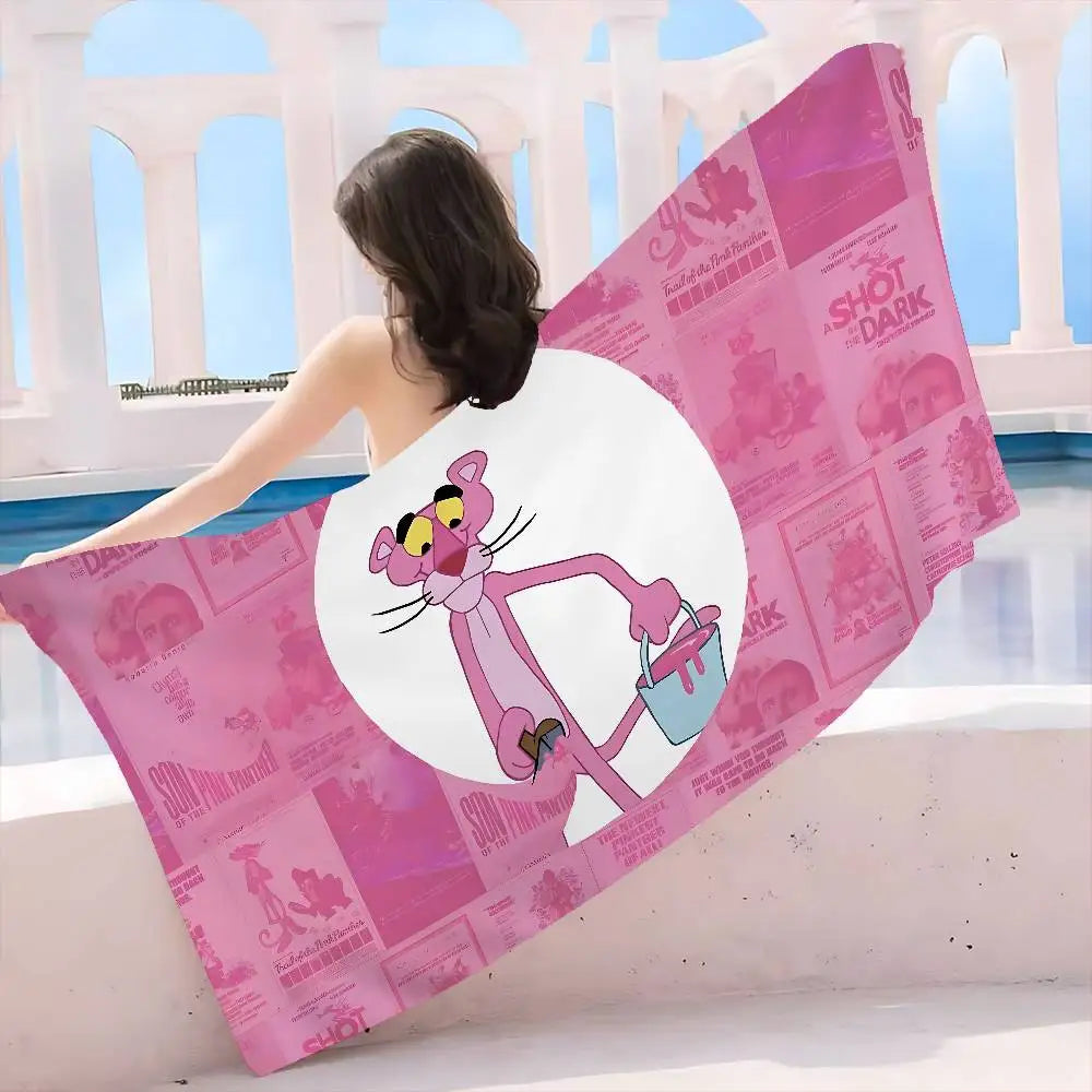 Asciugamano Pantera Rosa su Fondo Colorato – Telo Mare e Bagno in Poliestere e Cotone, 6 Modelli 7 Misure