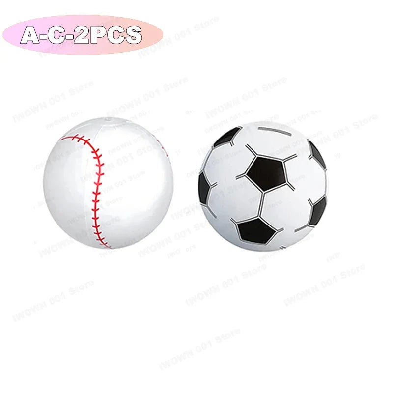 Palloni Gonfiabili da Spiaggia con Grafica Sportiva – Baseball, Pallavolo, Calcio, Basket, Rugby – 30 cm