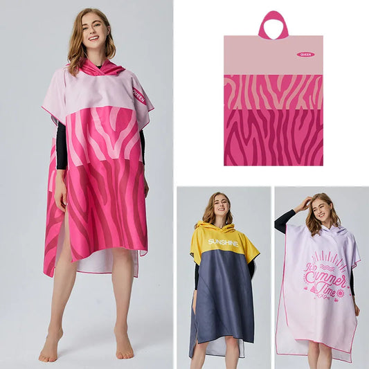 Poncho Accappatoio in Microfibra con Cappuccio – Asciugatura Rapida, Surf e Spiaggia,5 Colori