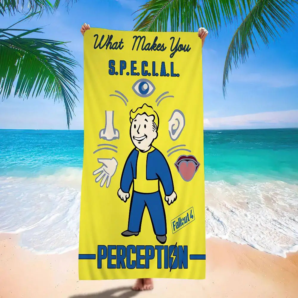 Asciugamano Fallout Vault Boy su Fondo Colorato – Telo Mare e Bagno in Poliestere e Cotone, 10 Modelli e 7 Misure