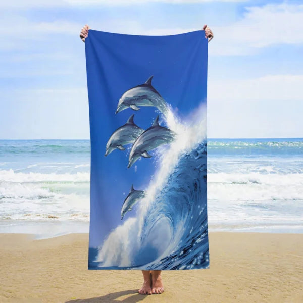 Telo Mare Microfibra con Stampa Delfini – Asciugamano Spiaggia 100% Poliestere, 4 Misure | 11 Fantasie