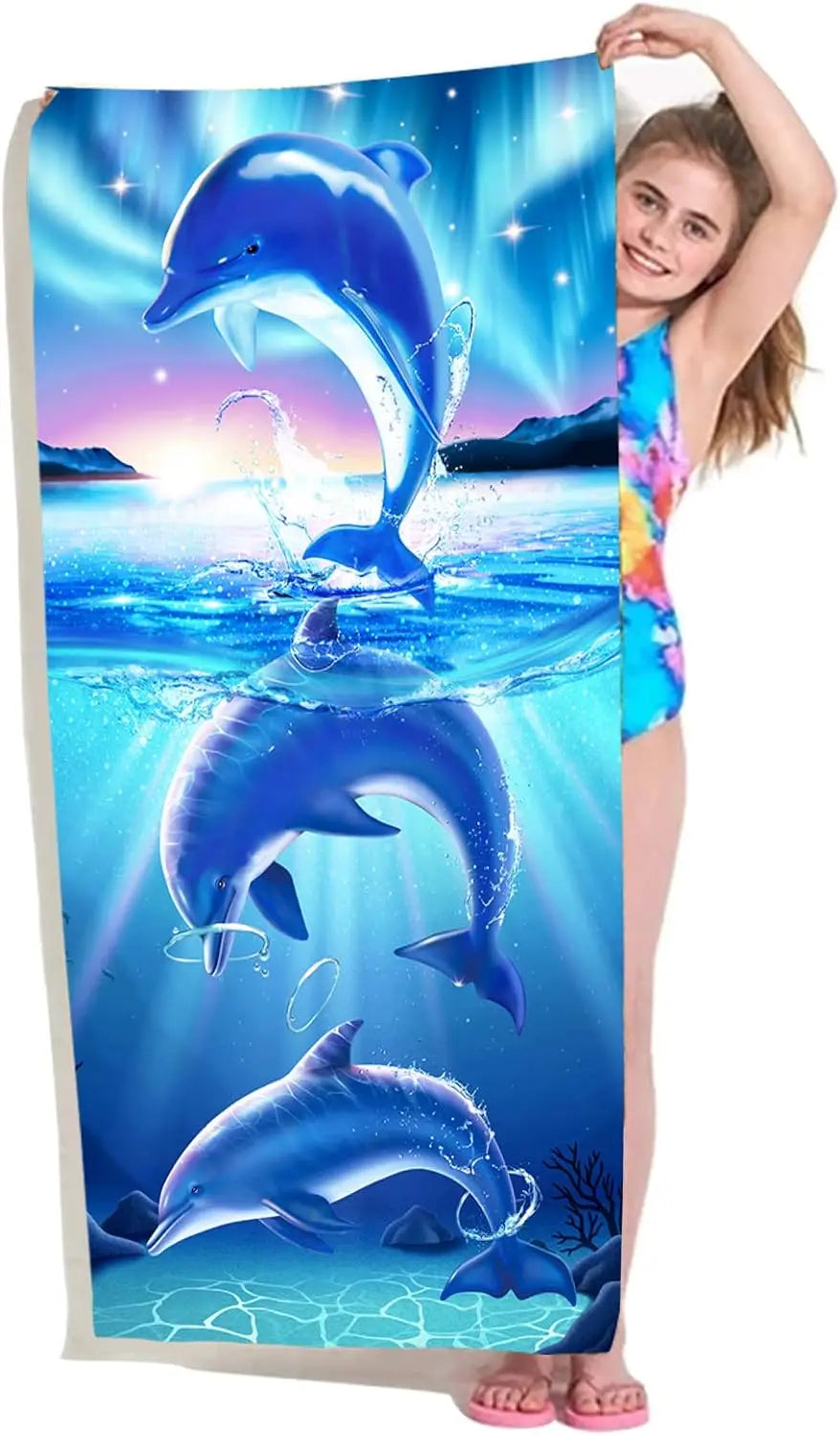 Telo Mare Microfibra con Stampa Delfini – Asciugamano Spiaggia 100% Poliestere, 4 Misure | 11 Fantasie