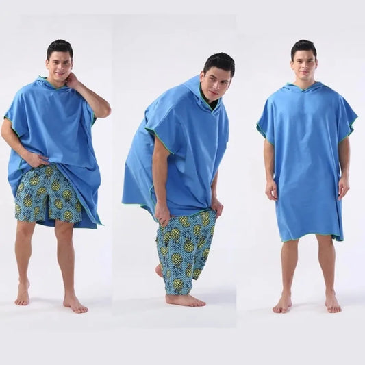 Poncho Asciugamano in Microfibra con Cappuccio – Asciugatura Rapida, Antivento,5 Colori