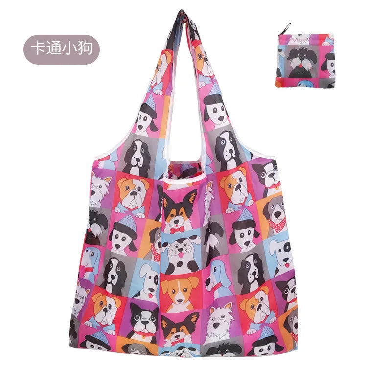 Borsa Shopper Pieghevole Ecologica Riutilizzabile – Poliestere, Multiuso, 32 Fantasie – 46×60×8 cm