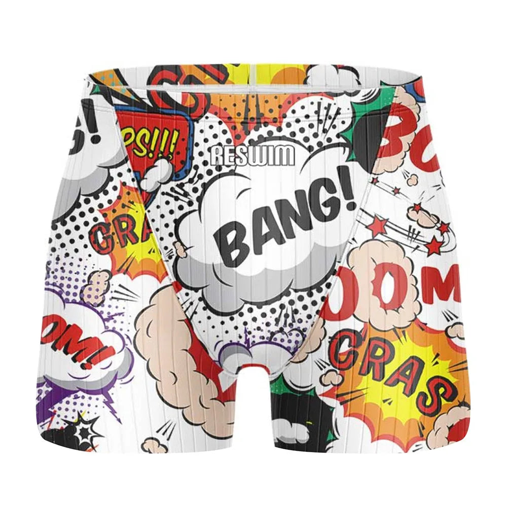 Jammer da Nuoto Uomo con Stampa Fumetto – Costume Attillato in Lycra ad Asciugatura Rapida per Allenamento e Gara XS–6XL 21 Colori