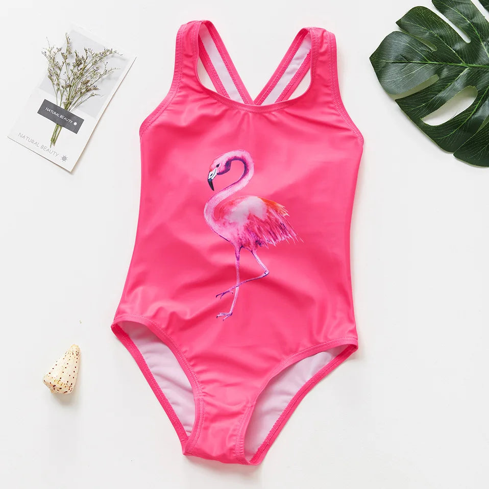Costume da Bagno Intero Bambina con Balze e Stampa Fantasia – 21 Fantasie, Taglie 1–8 Anni