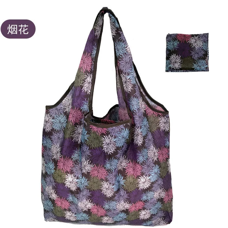 Borsa Shopper Pieghevole Ecologica Riutilizzabile – Poliestere, Multiuso, 32 Fantasie – 46×60×8 cm