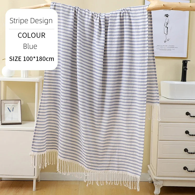 Telo Mare Turco a Strisce – Poliestere e Cotone, 6 Colori 100×180 cm