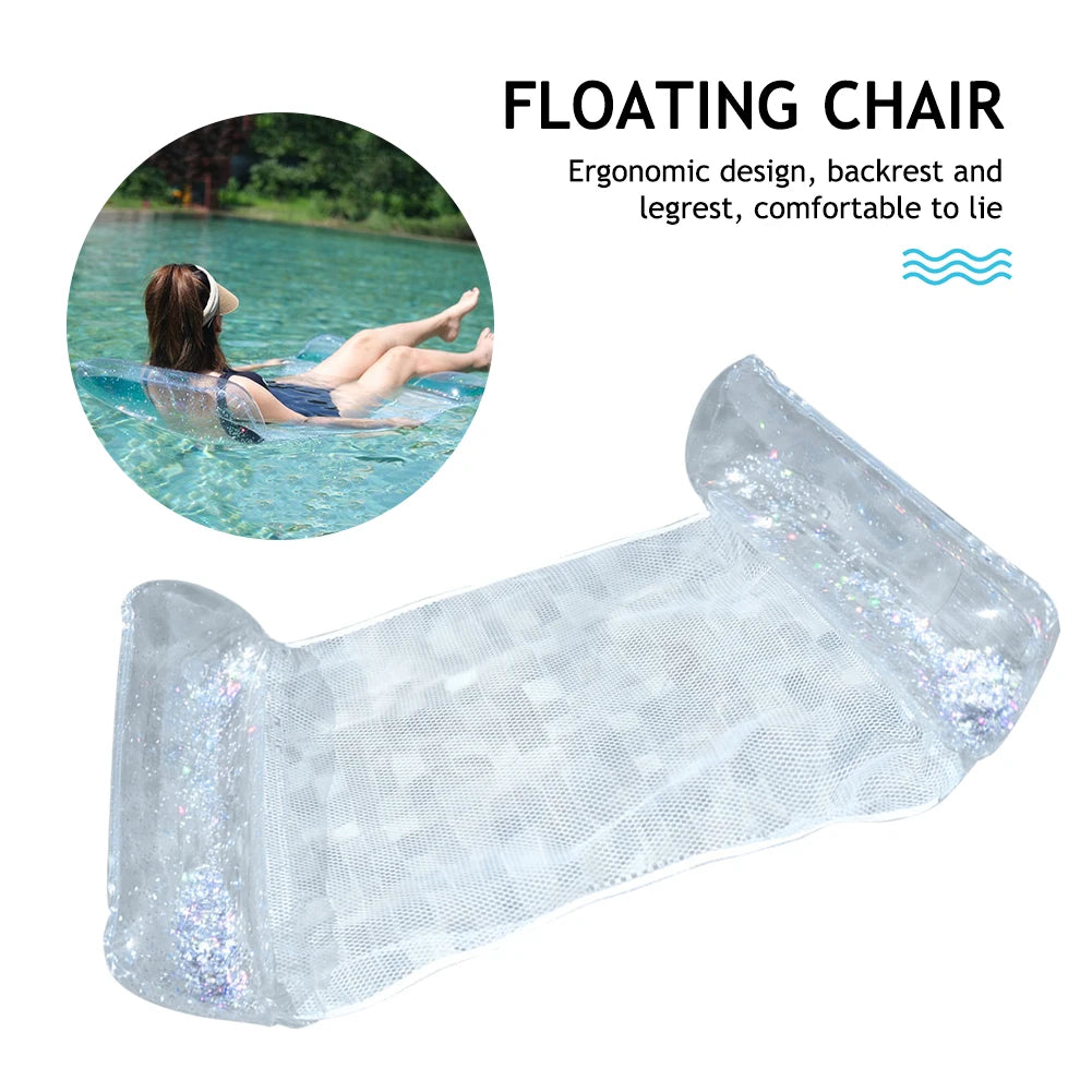 Amaca Galleggiante Gonfiabile in PVC Trasparente – Sdraio Reclinabile per Piscina e Mare