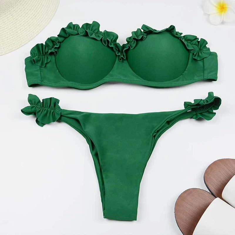 Bikini Donna Due Pezzi con Volant e Ferretto