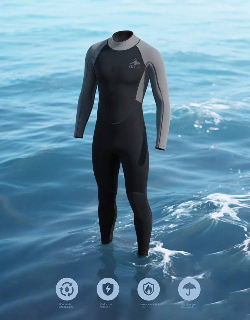 Muta Uomo 3mm Neoprene Monopezzo Cerniera Posteriore per Immersioni Snorkeling Surf M-4XL