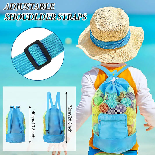 Borsa da Spiaggia in Rete Pieghevole – Borsetta a Tracolla Mini (20×24 cm) o Zaino Grande (24×48 cm), Organizer per Mare, Piscina e Spiaggia