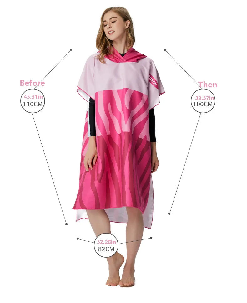 Poncho Accappatoio in Microfibra con Cappuccio – Asciugatura Rapida, Surf e Spiaggia,5 Colori