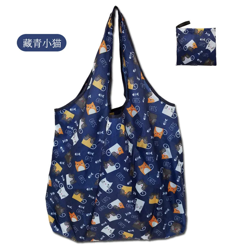 Borsa Shopper Pieghevole Ecologica Riutilizzabile – Poliestere, Multiuso, 32 Fantasie – 46×60×8 cm