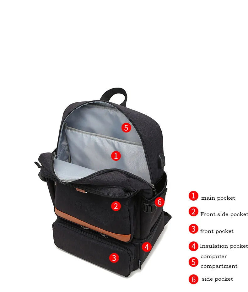 Zaino Impermeabile con Porta USB e Scomparto Laptop – Tessuto Oxford, Capacità 36-55L, 2 Colori