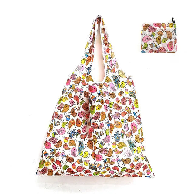 Borsa Shopper Pieghevole Ecologica Riutilizzabile – Poliestere, Multiuso, 32 Fantasie – 46×60×8 cm
