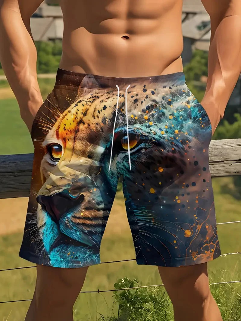 Bermuda da Spiaggia Uomo con Stampa Animalier – Pantaloncini Casual Estivi per Adulti e Bambini (kids 100–160, XXS–6XL), 5 Fantasie