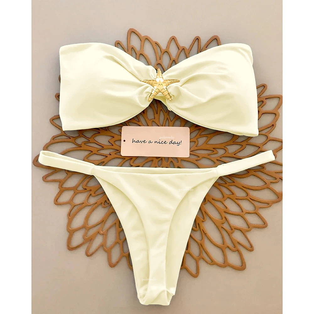 Bikini Donna Due Pezzi Push Up con Stella Marina e Slip Brasiliano
