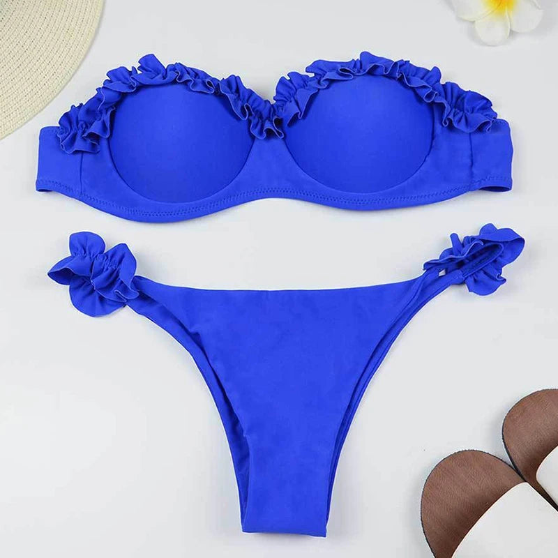 Bikini Donna Due Pezzi con Volant e Ferretto