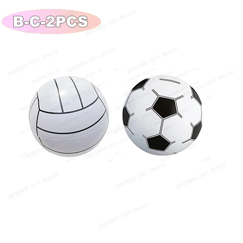 Palloni Gonfiabili da Spiaggia con Grafica Sportiva – Baseball, Pallavolo, Calcio, Basket, Rugby – 30 cm