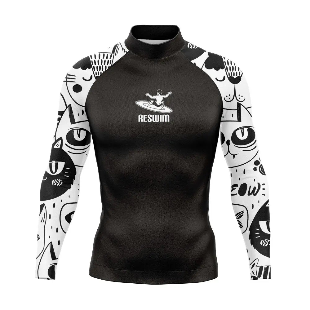 Rashguard Uomo Multicolore a Maniche Lunghe Protezione UV per Surf, Snorkeling e Nuoto