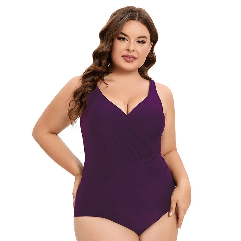 Costume Intero Donna Plus Size Tinta Unita con Schiena Scoperta – Modellante e Contenitivo XL–5XL