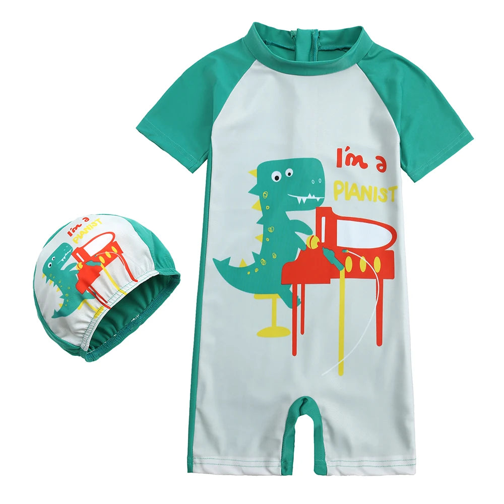 Costume da Bagno Intero per Bambini con Cuffia Abbinata – Set Nuoto con Protezione UV, 12M–8 Anni  12 Fantasie