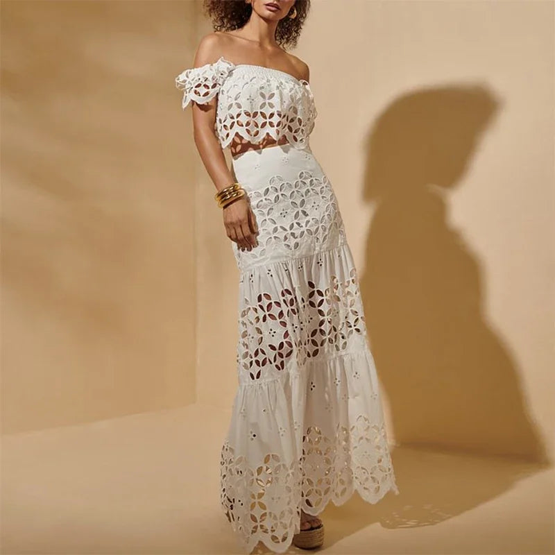 Costume da bagno per donna in lino, bikini con scollo bandeau senza spalline, anche con gonna dritta casual