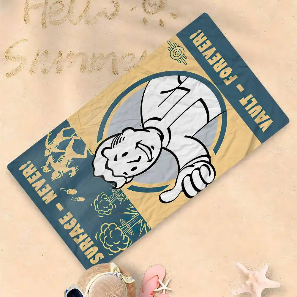 Asciugamano Fallout Vault Boy su Fondo Colorato – Telo Mare e Bagno in Poliestere e Cotone, 10 Modelli e 7 Misure
