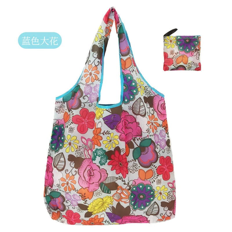 Borsa Shopper Pieghevole Ecologica Riutilizzabile – Poliestere, Multiuso, 32 Fantasie – 46×60×8 cm