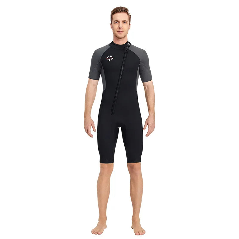 Muta Shorty Uomo 3mm Neoprene Manica Corta Cerniera Obliqua per Immersioni Snorkeling Surf