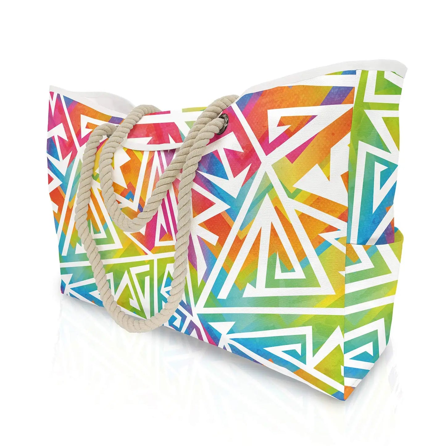 Borsa da Spiaggia in Tela a Righe con Cerniera – Pieghevole, Impermeabile, 56×38×15 cm 11 Fantasie