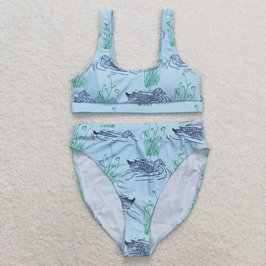 Costume da Bagno Donna Incinta Due Pezzi con Top Sportivo – Bikini Maternità con Fantasia, S–XL, 3 Colori