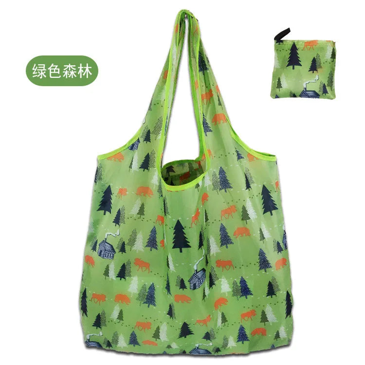 Borsa Shopper Pieghevole Ecologica Riutilizzabile – Poliestere, Multiuso, 32 Fantasie – 46×60×8 cm