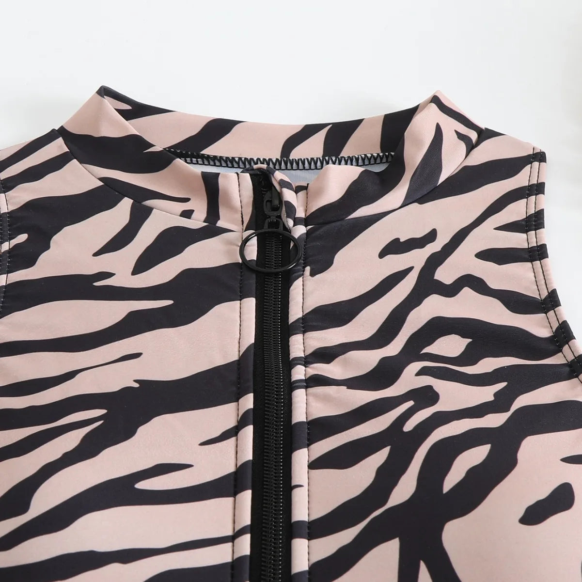 Costume da Bagno Intero Donna Taglio Alto con Zip Frontale – Stampa Animalier